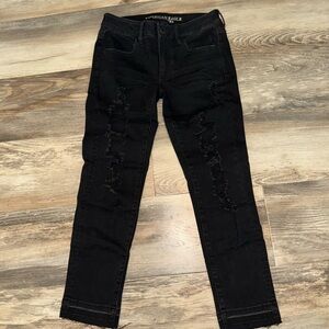 American Eagle Black Distressed Jeans